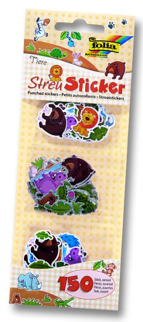 Folia Punch sticker 150 parça Hayvanlar